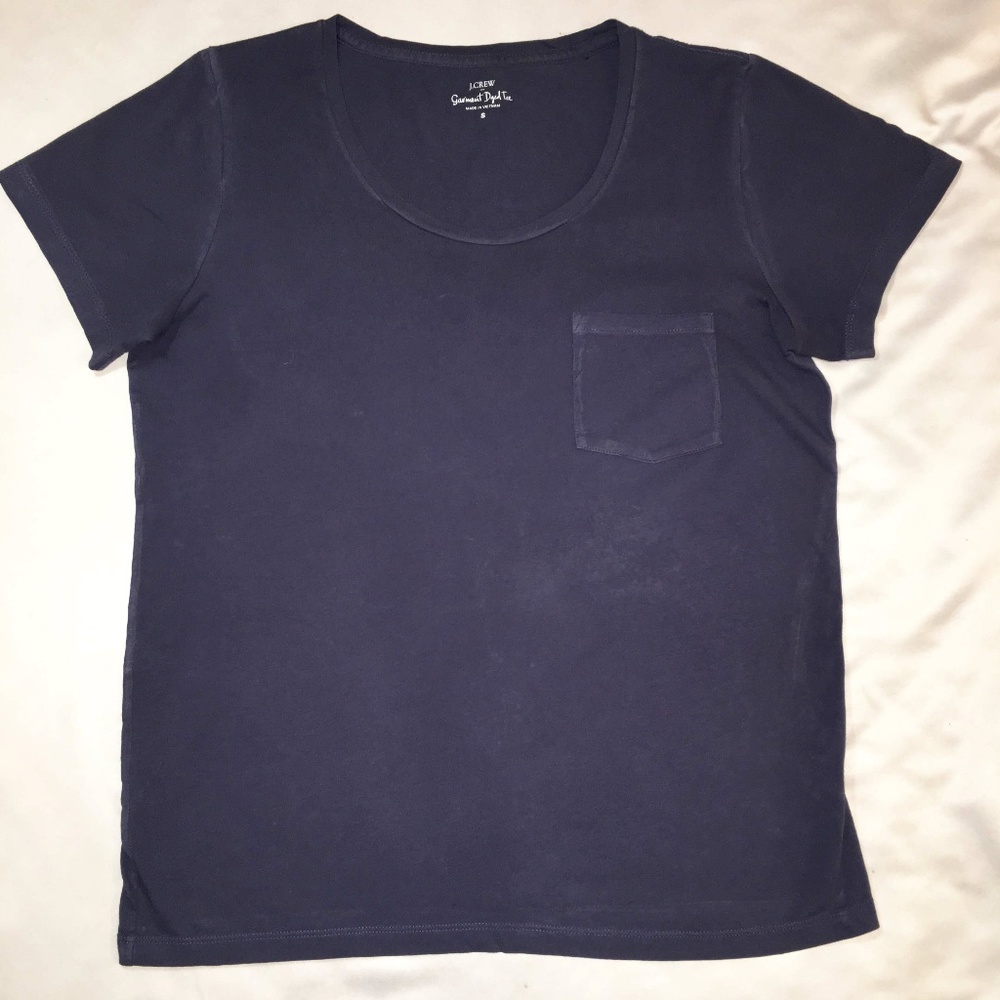 J. Crew Garment Dyed Tee Navy Blue with Pocket S